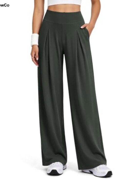 Pants - High Waist Wide Leg Yoga Pants with Pockets Palazzo Lounge Trousers